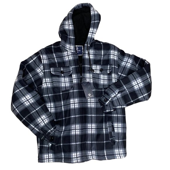 New Men Flannel Light Jacket Black - Picture 1 of 5
